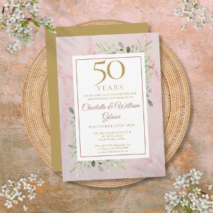 50. goldene Hochzeitstag Grünelemente Einladung