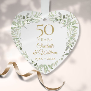 50. goldene Hochzeitstag Grünelemente Ornament