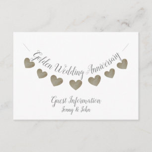 50. goldene Hochzeitstag Herz-Girlande Begleitkarte