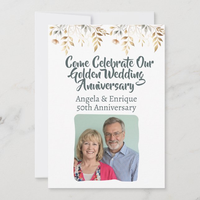 50. Goldene Hochzeitstag Party Feier Einladung (Vorderseite)