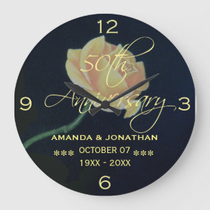 50. goldene Hochzeitstag-Rose Große Wanduhr