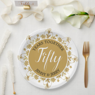 50. goldene Hochzeitstag schwarz und gold Pappteller