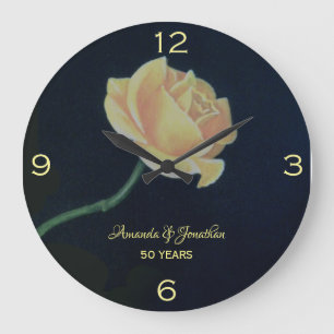 50. goldene Hochzeitstagrose Große Wanduhr