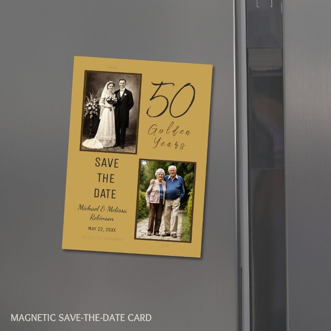 50 Goldene Jahre Save the Date Gold Magnetkarte Magneteinladung (Von Creator hochgeladen)