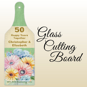 50. goldene Jubiläums-Blumengrün Schneidebrett