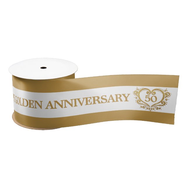 50. goldener Hochzeitstag Satinband (Spule)