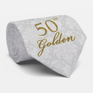 50. Goldener Jubiläum Silver and Gold Damask Krawatte