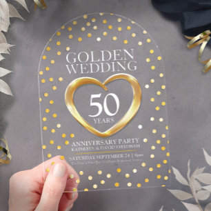 50. goldenes Hochzeitsheim Acryleinladungen