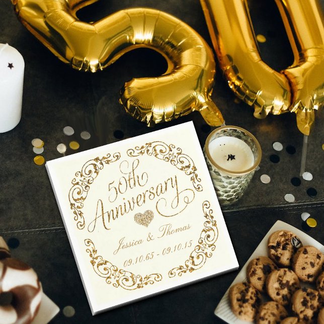 50. Goldenes Hochzeitspapier Napkins Serviette (Von Creator hochgeladen)