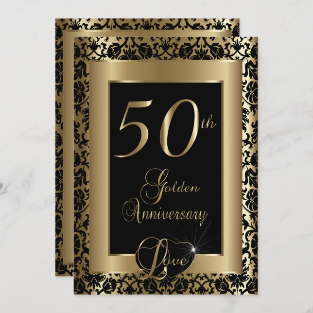 50. Goldenes Hochzeitsszenario Einladung (Vorne/Hinten)