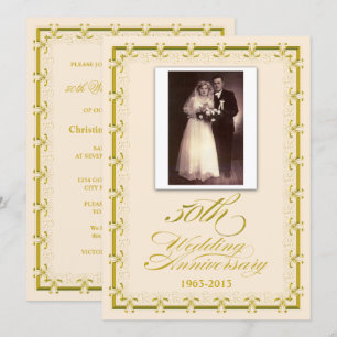 50. Goldenes Hochzeitsszenario-Foto Einladung