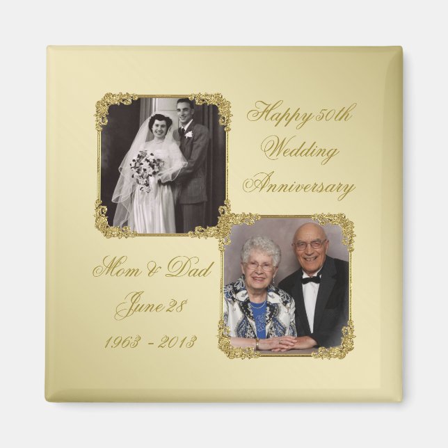 50. Goldenes Hochzeitsszenario Foto Magnet (Vorne)