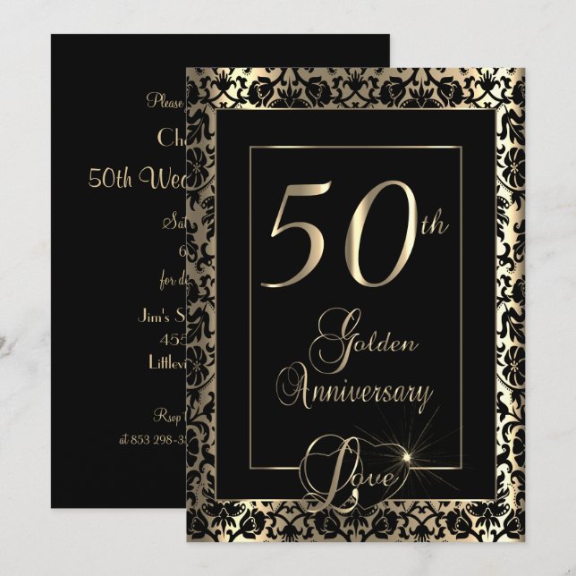 50. Goldenes Hochzeitstag| DIREKT Einladung (Vorne/Hinten)