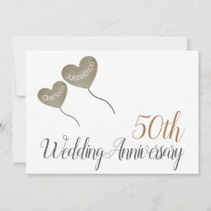 50. goldenes Hochzeitstag Herzballon Einladung
