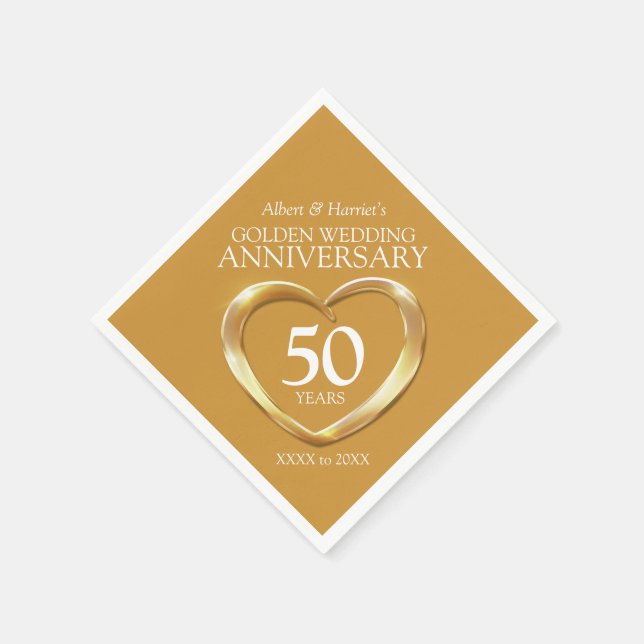 50. goldenes Hochzeitstag Herzstück individuelle N Serviette (Ecke)