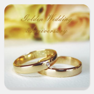 50. Goldenes Hochzeitstag Quadratischer Aufkleber