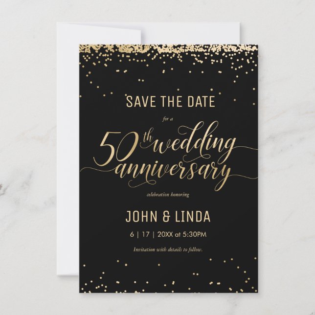 50. Goldenes Hochzeitstag Save the Date Einladung (Vorderseite)