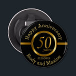 50. Goldenes Jahr-Design Flaschenöffner<br><div class="desc">50th Anniversary Bottle Opener für Sie bereit zu personalisieren. Dieses Design kann leicht für andere Anlässe wie Geburtstag, Wiedersehen, Ruhestand, etc.. durch die Verwendung des Editiertools zu ändern, den Text / Schriftart/ Größe auf Ihre Bedürfnisse. ✔ Hinweis: Nicht alle Vorlagenbereiche müssen geändert werden. 📌 Wenn Sie weitere Anpassungen benötigen, klicken...</div>
