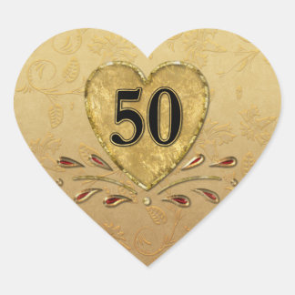 50. Goldenes Jahr Herz Herz-Aufkleber