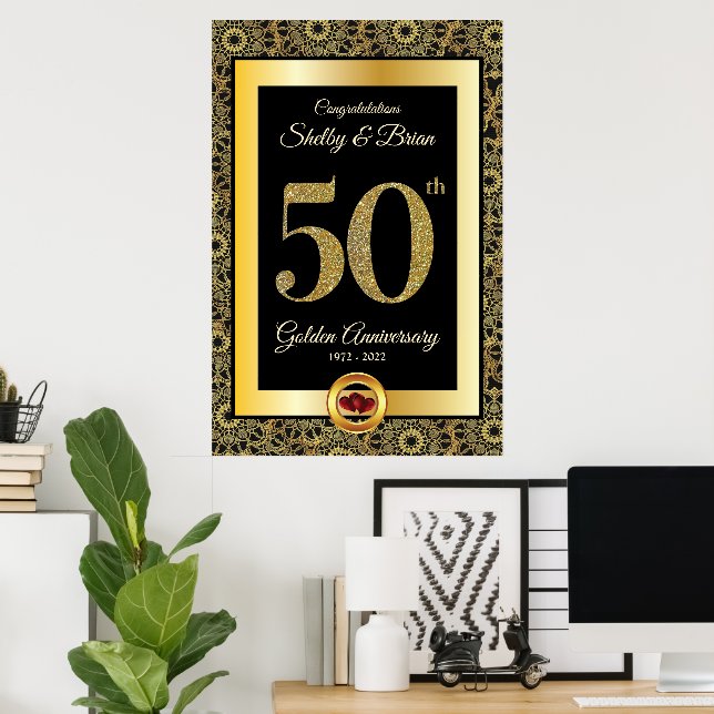 50. Goldenes Jubiläum Begrüßungszeichen Poster (Heimbüro)