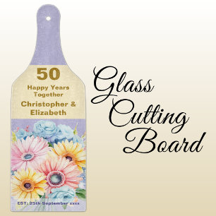 50. goldenes Jubiläum floral lila Schneidebrett