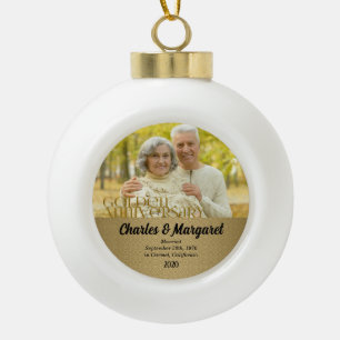50. Goldenes Jubiläum mit Name und Foto Keramik Kugel-Ornament