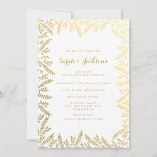 50. Goldenes Jubiläum Weiße Gold-Foil-Blätter Einladung