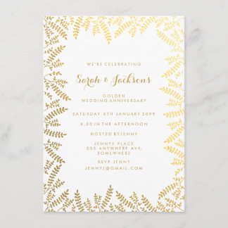 50. Goldenes Jubiläum Weiße Gold-Foil-Blätter Einladung