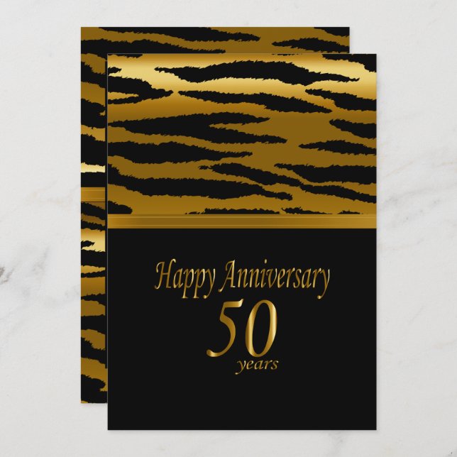 50. Goldenes Jubiläum - Zebramuster Einladung (Vorne/Hinten)