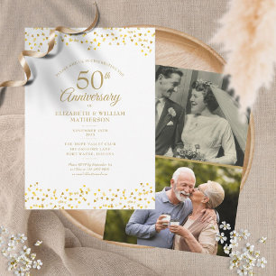 50. Goldenes Jubiläums-Liebesherzen 2 Foto Einladung