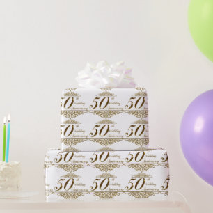 50. Goldenes Wrapping Paper zum Hochzeitstag Geschenkpapier