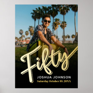 50 goldfarbenes Foto 50. Geburtstag Poster