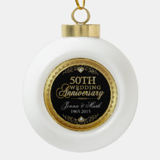 50. Goldhochzeit Keramik Kugel-Ornament