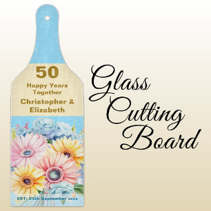 50. Goldjubiläum Blumenblau Schneidebrett