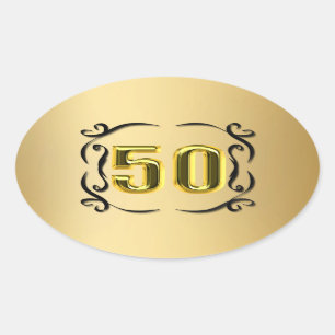 50 Goldsiegeln und -kleber Ovaler Aufkleber