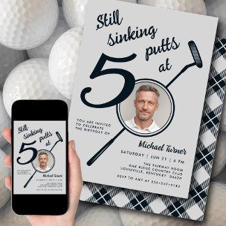 50. Golf-Themen-Geburtstag Erwachsener Putter Foto Einladung