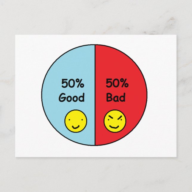 50% Good und 50% Bad Pie Chart Postkarte (Vorderseite)
