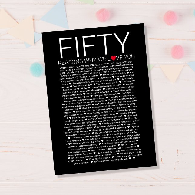 50 Gründe für die Liebe Ihres Papierdrucks - Benut Poster (Von Creator hochgeladen)