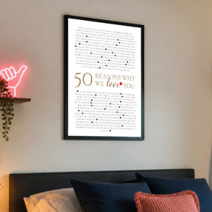 50 Gründe, warum wir dich lieben 50. 40. Geburtsta Poster