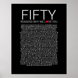 50 Gründe, warum wir dich lieben Ehegelübde lieben Poster