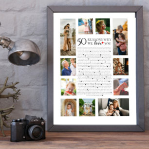 50 Gründe, warum wir dich lieben Foto-Collage Gebu Poster
