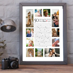 50 Gründe, warum wir dich lieben Foto-Collage Gebu Poster