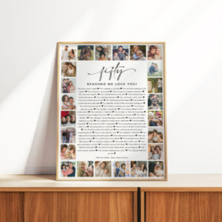 50 Gründe, warum wir dich lieben Foto-Collage-Gesc Poster