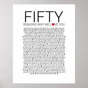 50 Gründe, warum wir dich lieben Hochzeitsgelübde Poster