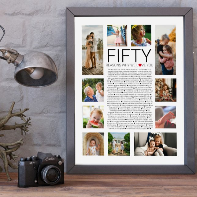 50 Gründe, warum wir Ihnen Foto Collage Liebe Poster (Von Creator hochgeladen)