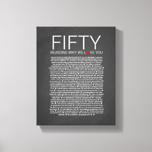 50 Gründe, warum wir Liebe Sie Hochzeit versprech Leinwanddruck