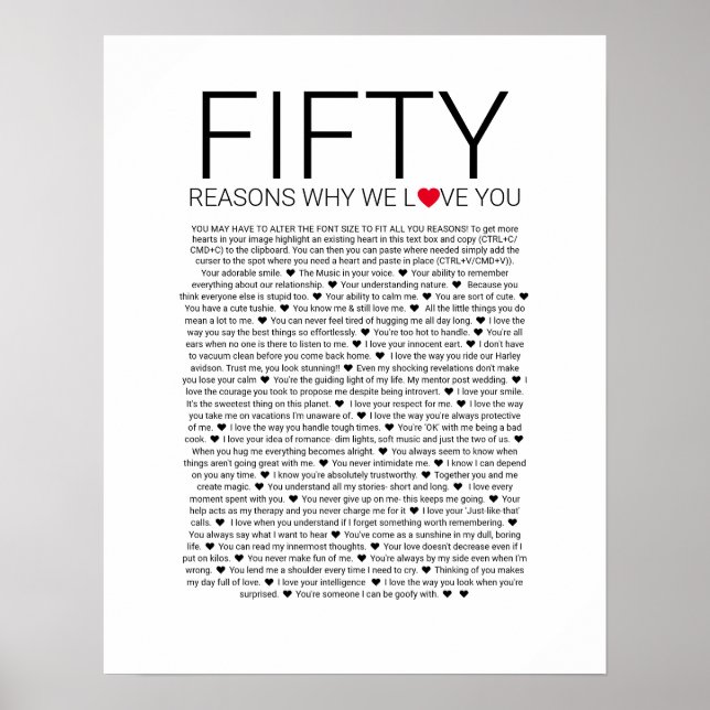 50 Gründe, warum wir Sie Liebe Hochzeit gelobt Lie Poster (Vorne)