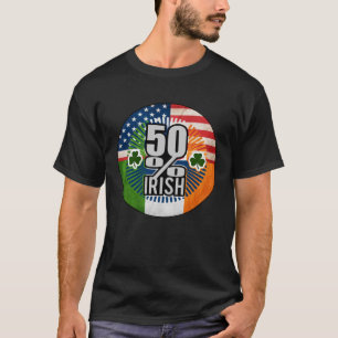 50 Halb irisches Halbamerikanisches Flag Kleeblatt T-Shirt
