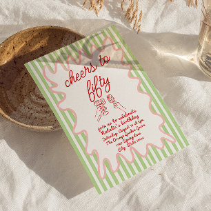 50. Handgezeichnete farbenfrohe Streifen Fünfzig G Einladung