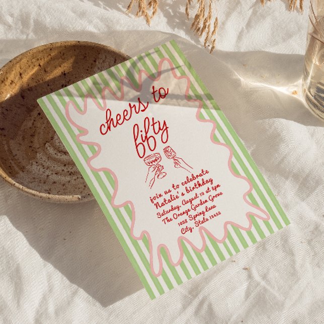 50. Handgezeichnete farbenfrohe Streifen Fünfzig G Einladung (Von Creator hochgeladen)